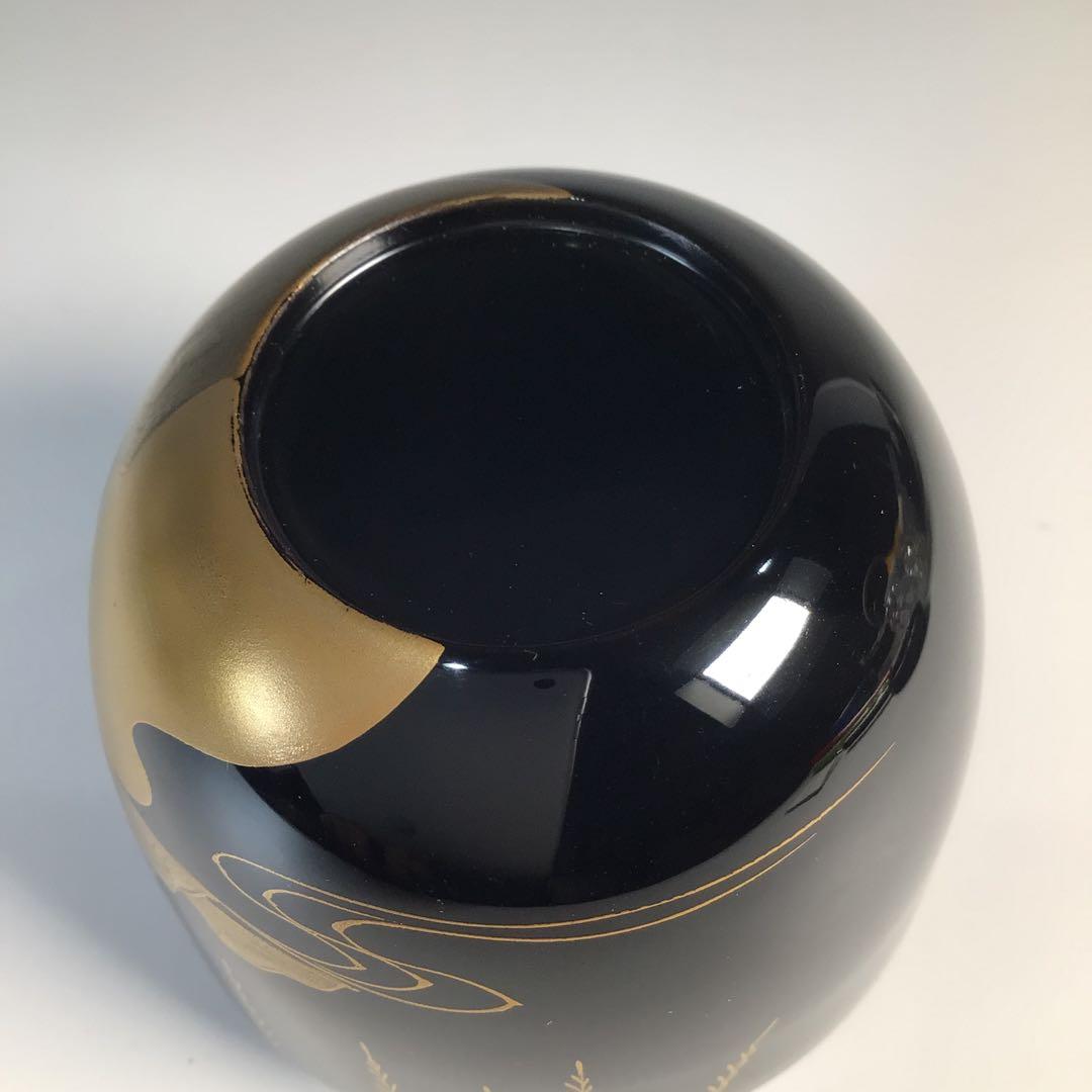 Ｍ２１５　棗　『塗師　多田桂寛作』『黒漆塗』『金柳橋蒔絵』『中棗』　共箱　茶道具