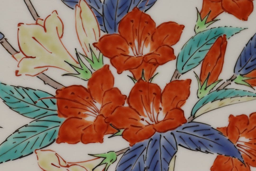 人間国宝 十四代 酒井田柿右衛門 本人作 濁手 山つつじ文皿 共箱 カタログ付き