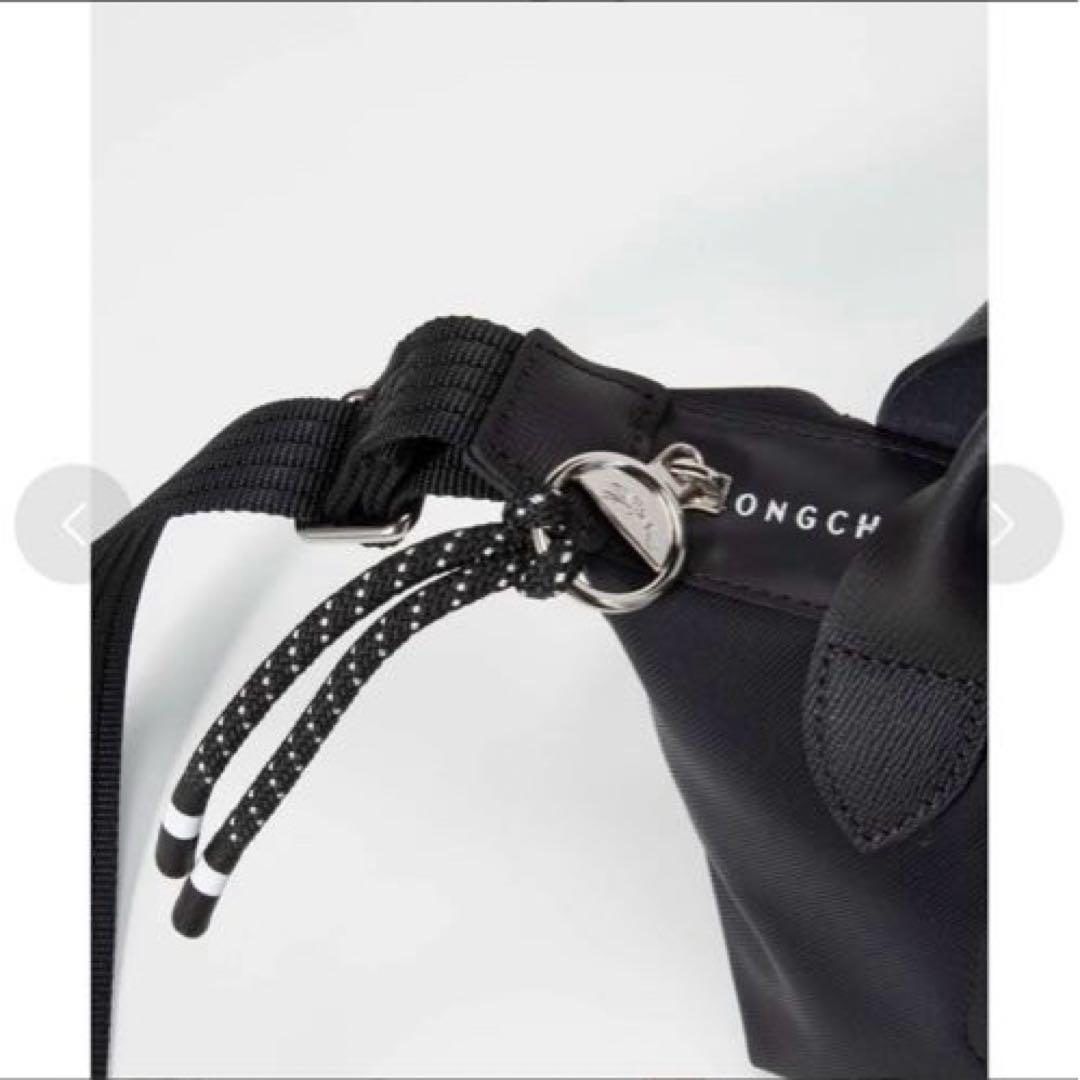 ロンシャン　ブラック ナイロン レザー ショルダーバッグ　Longchamp