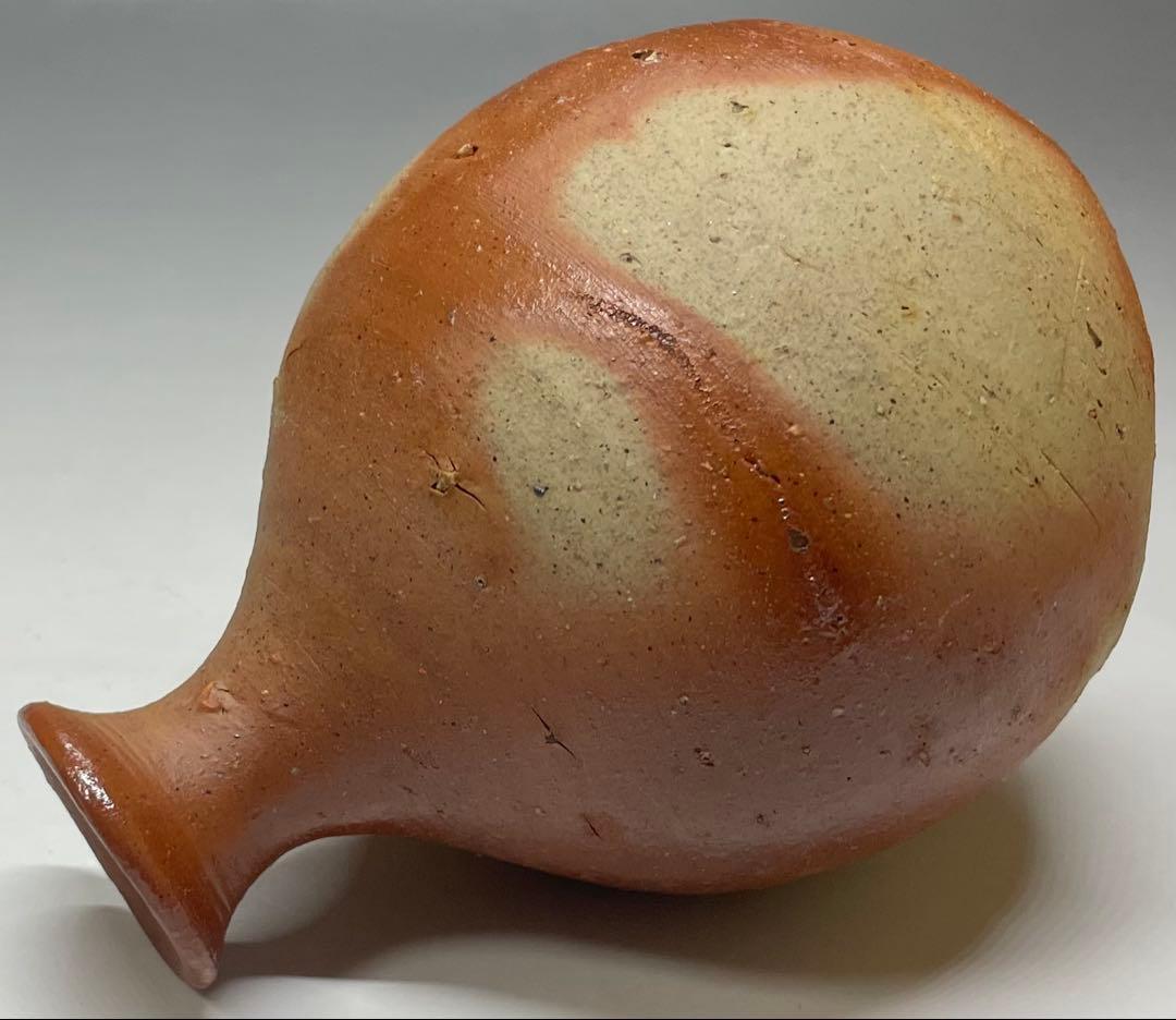 人間国宝　伊勢崎淳　備前緋襷徳利　四方桟共箱　d5732