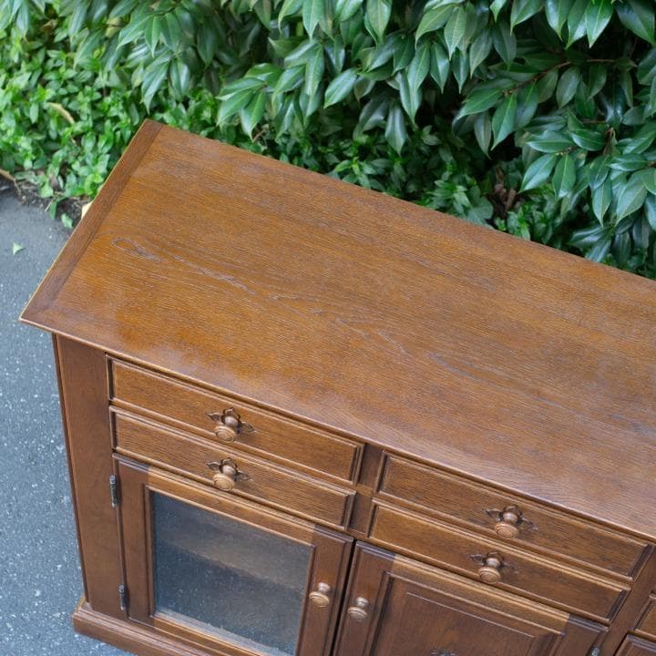 勇峰工芸 花柄 サイドボード ナラ材 葉山ガーデン 葉山家具 旭川 北海道