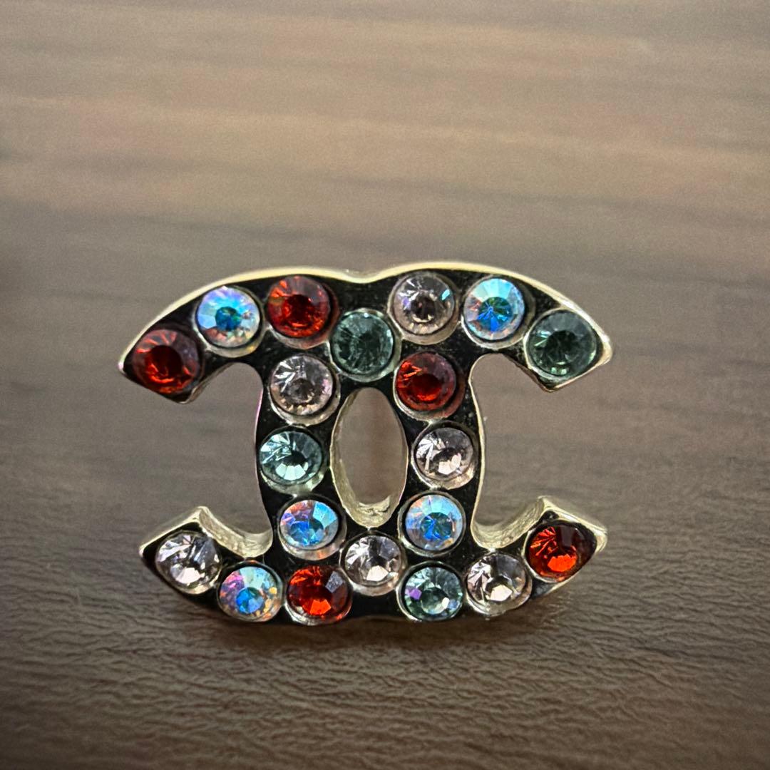 美品　CHANEL シャネル　ピアス　ゴールド　ラインストーン　ココマーク