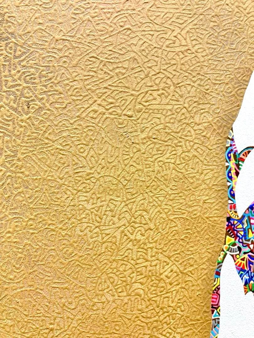 原画　犬　動物画　絵画　アクリル画　現代アート　細密画　手描き　一点物