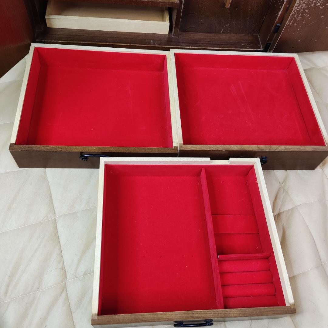 希少 鍵付き　箪笥 裁縫箱 木箱 からくり 隠し有り 古道具 和ダンス レトロ