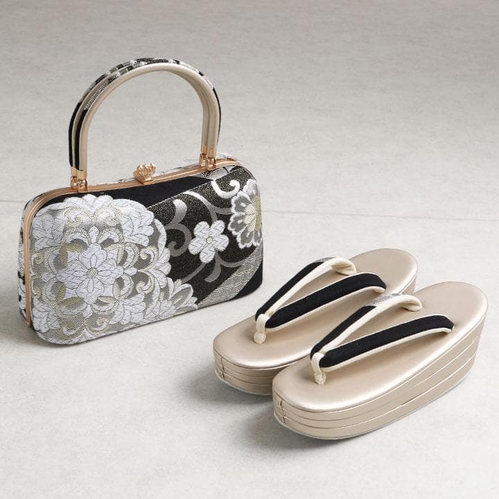 【新品】草履バッグセット　厚底草履　古典模様　24cm　03089