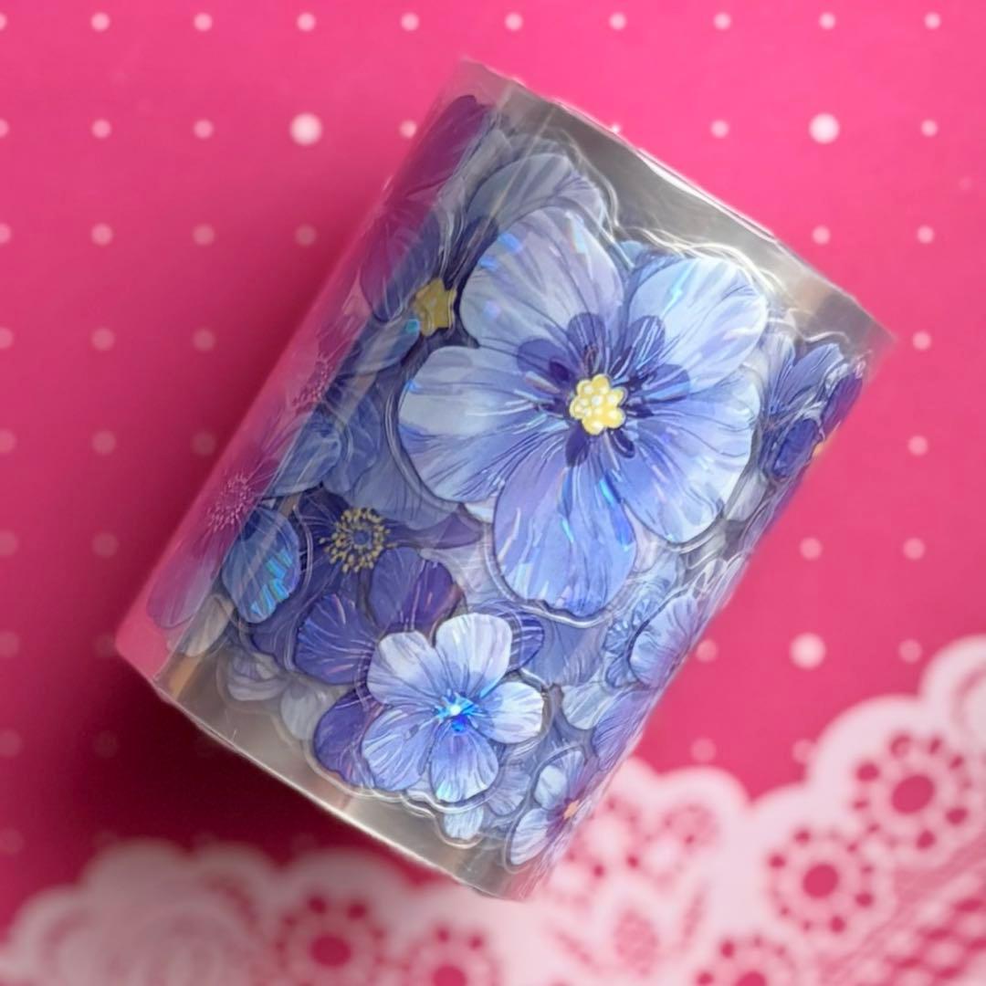 贝壳光 雾蓝 ダイカット加工 6cm×5m 海外マスキングテープ　海外マステ　花