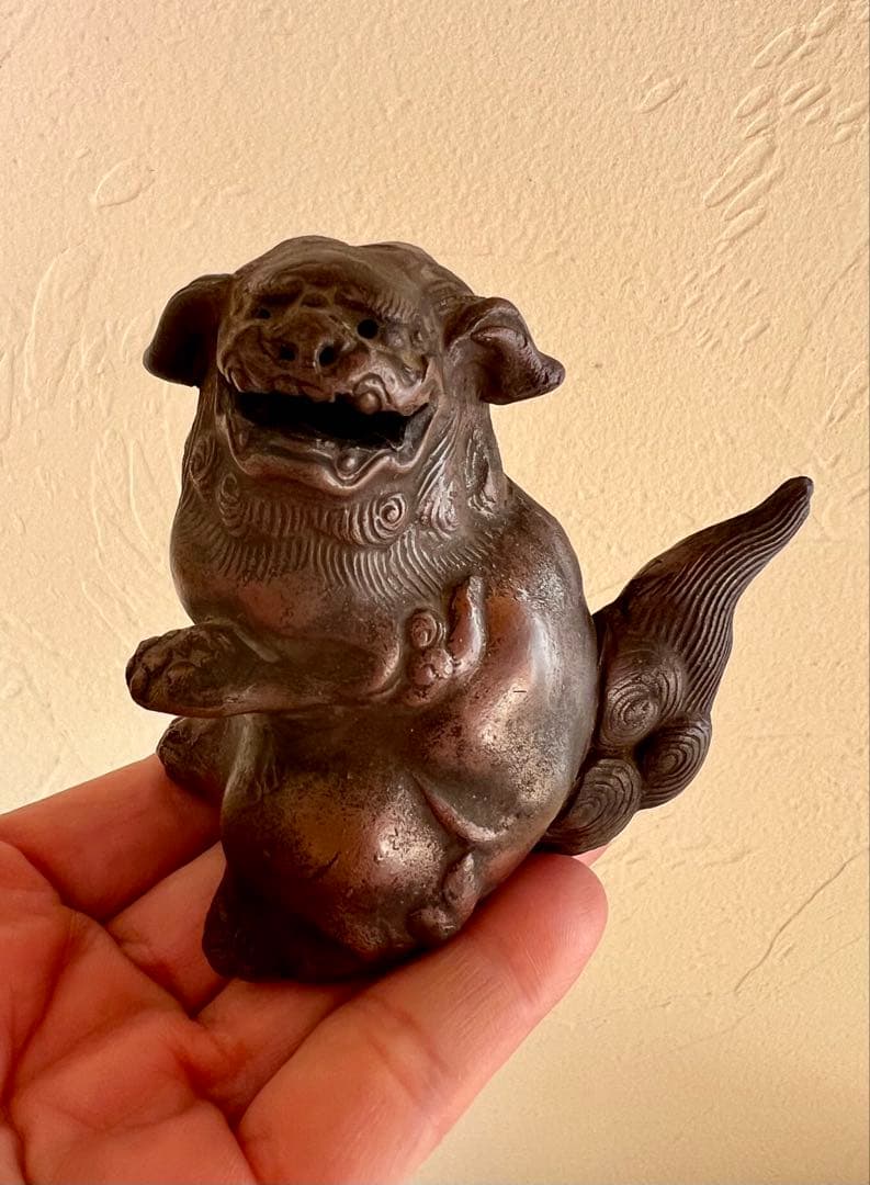 時代物　古い備前焼　獅子　置物　古備前　狛犬　阿吽