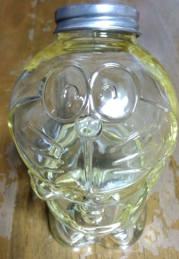 ドラえもん　瓶　小物入れ　ガラス　黄色