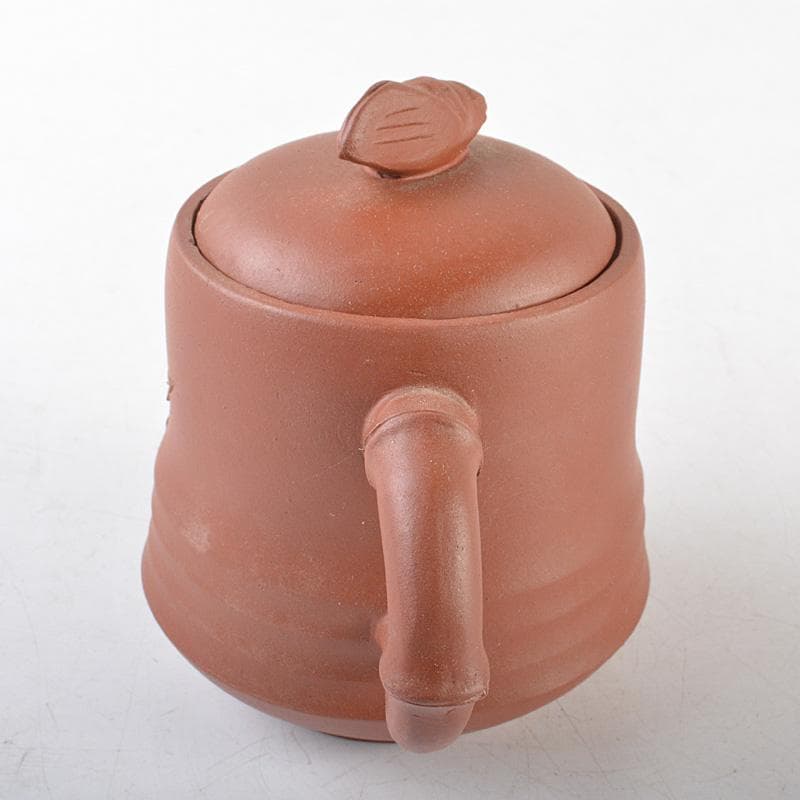 中国　紫砂　朱泥　竹文　急須　茶壷　在銘　N　R6382