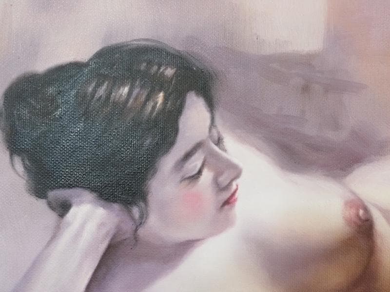 絵画　 油彩　高坂卓至「裸婦」 サイン　F6サイズ　額装済み 肉筆手描き