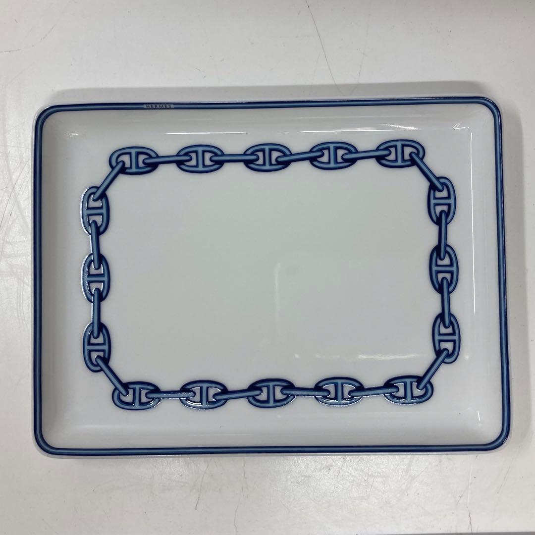 エルメス　シェーヌダンクル　スクエアプレート　箱付　タニチ横16cm 縦12cm