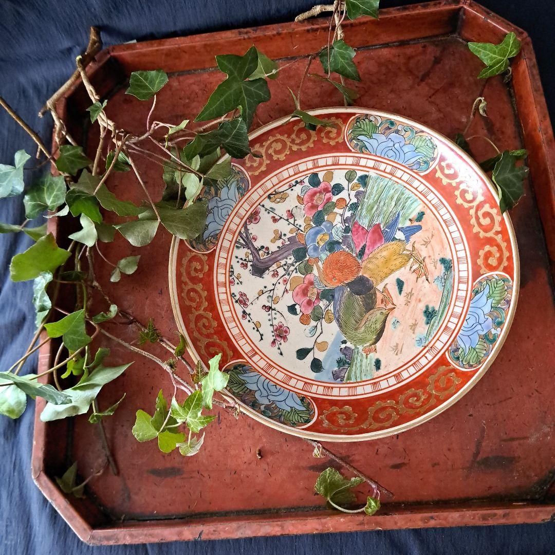 「華やかに、九谷の皿を食卓に」 九谷焼色絵皿(直径21cm) 2客セット 骨董ア