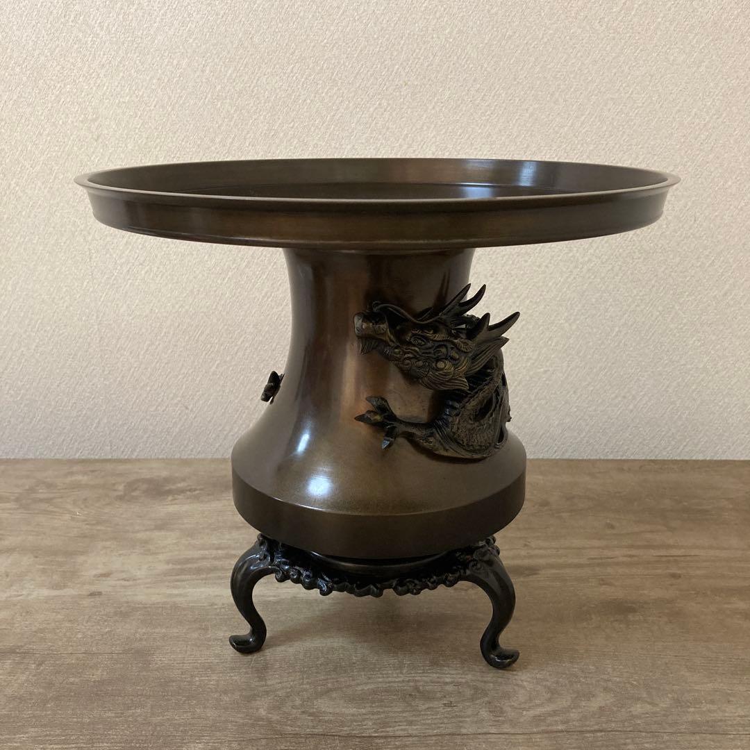 高岡銅器　薄端　中光　花器　茶道具〈検 池坊　華道　いけ花