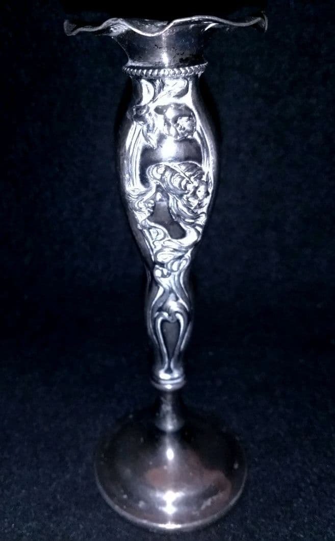 アール・ヌーヴォー ロココアンティークシルバー銀 花瓶フランスイギリス ミュシャ