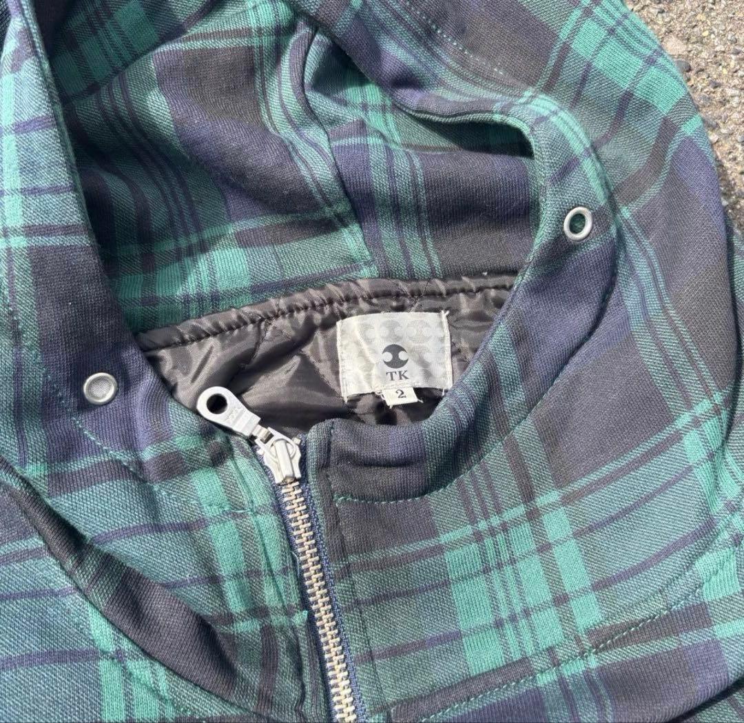 90s-00s archive ブラックウォッチ ジップパーカー 斜めジップ