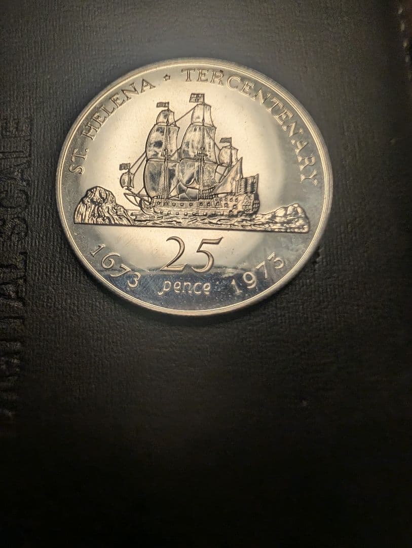 セントヘレナ島の1973年25ペンス記念硬貨です。 スターリング銀貨鑑定済み