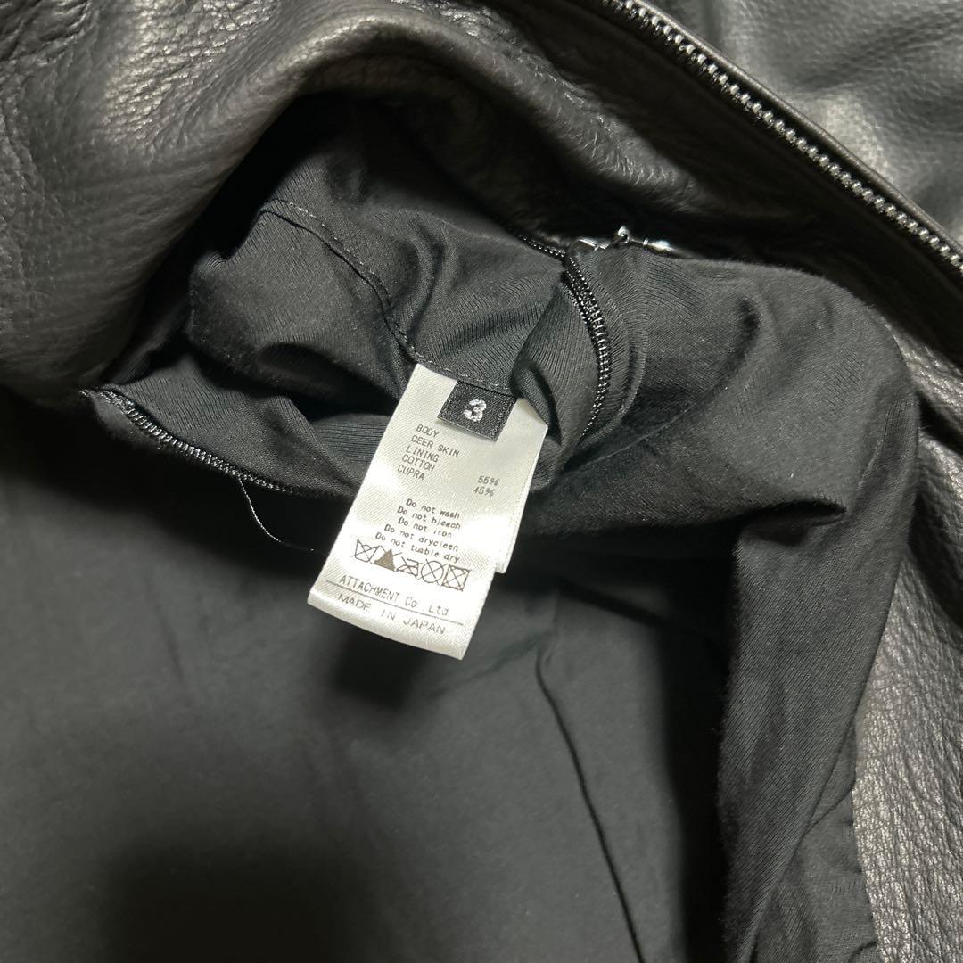 カズユキクマガイ 鹿革 ディアスキン　シングル ライダース レザー ジャケット