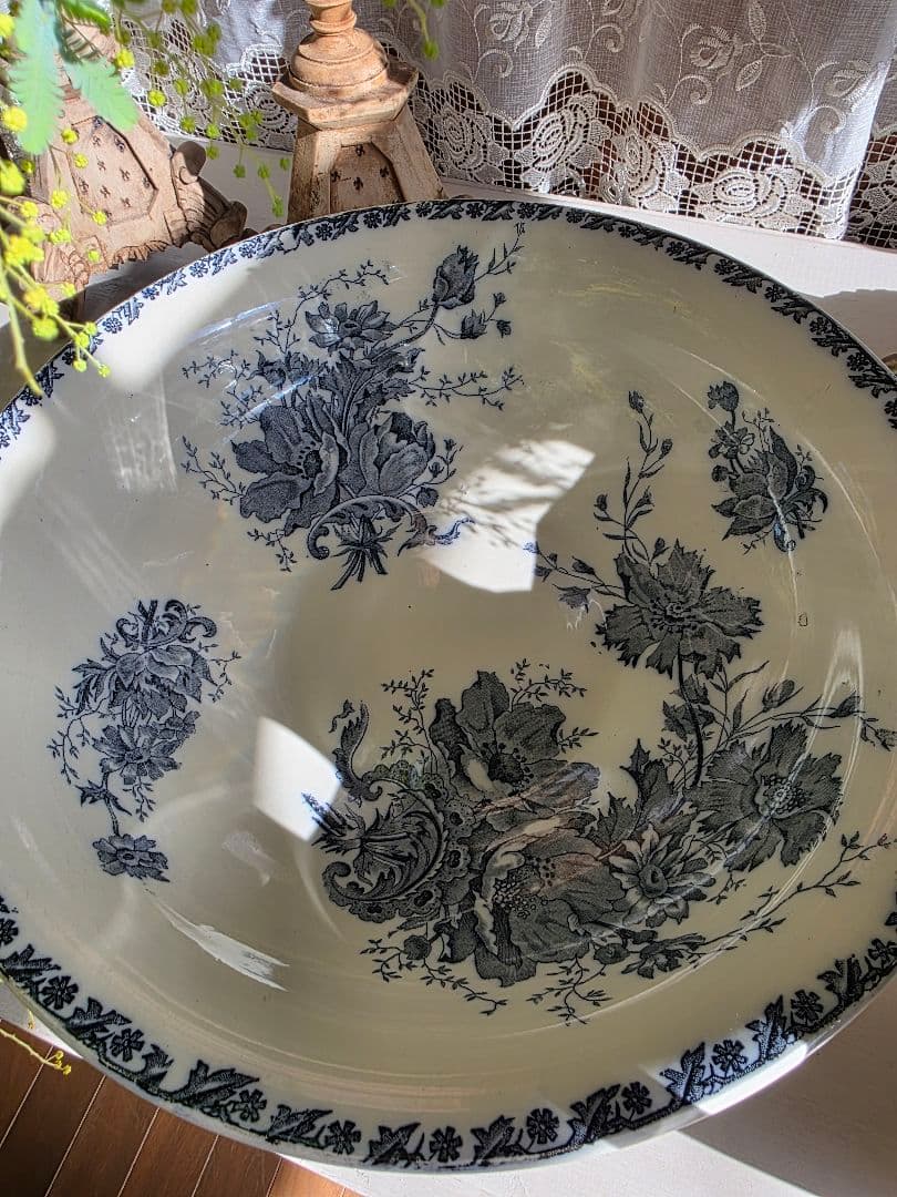 Saint-Amand窯のアンティークピシェとベイスン Anemoneアネモネ