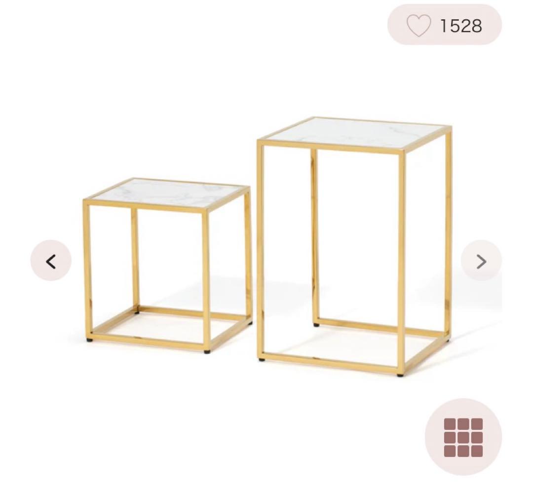 Francfrancフランフラン　レーヌ ネストテーブル S マーブル×ゴールド