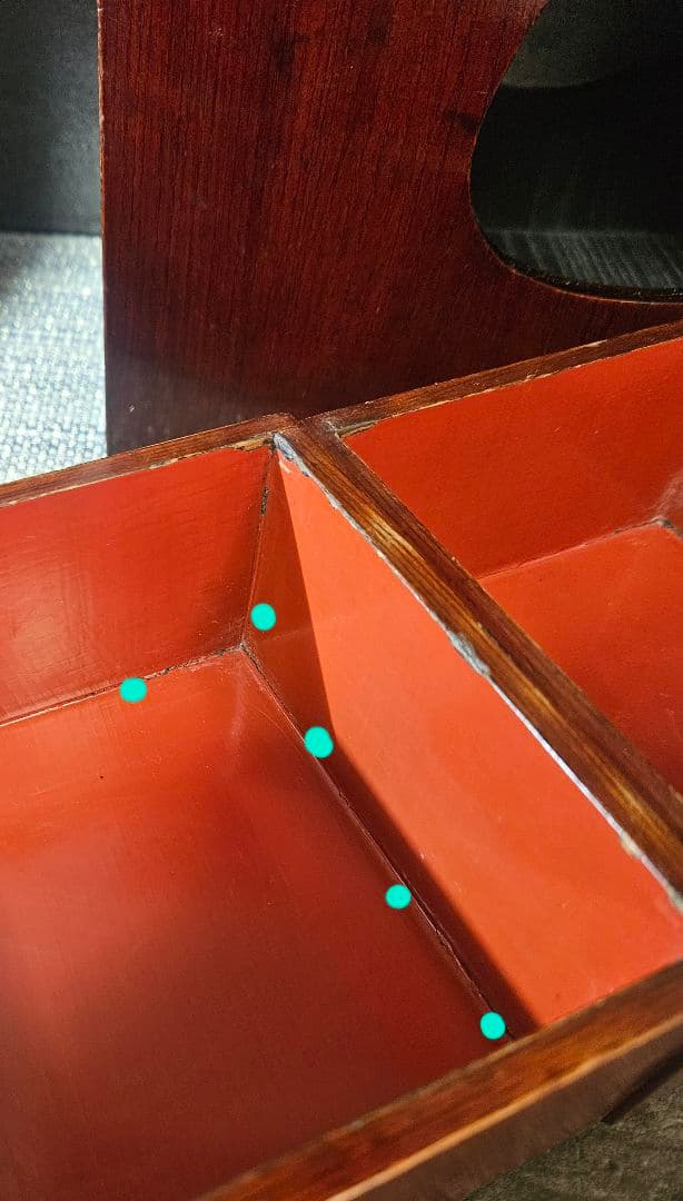 明治時代　木製　弁当箱　野点　野点弁当箱 鉄製手提げ　三段重ね　5箱仕立　茶道具