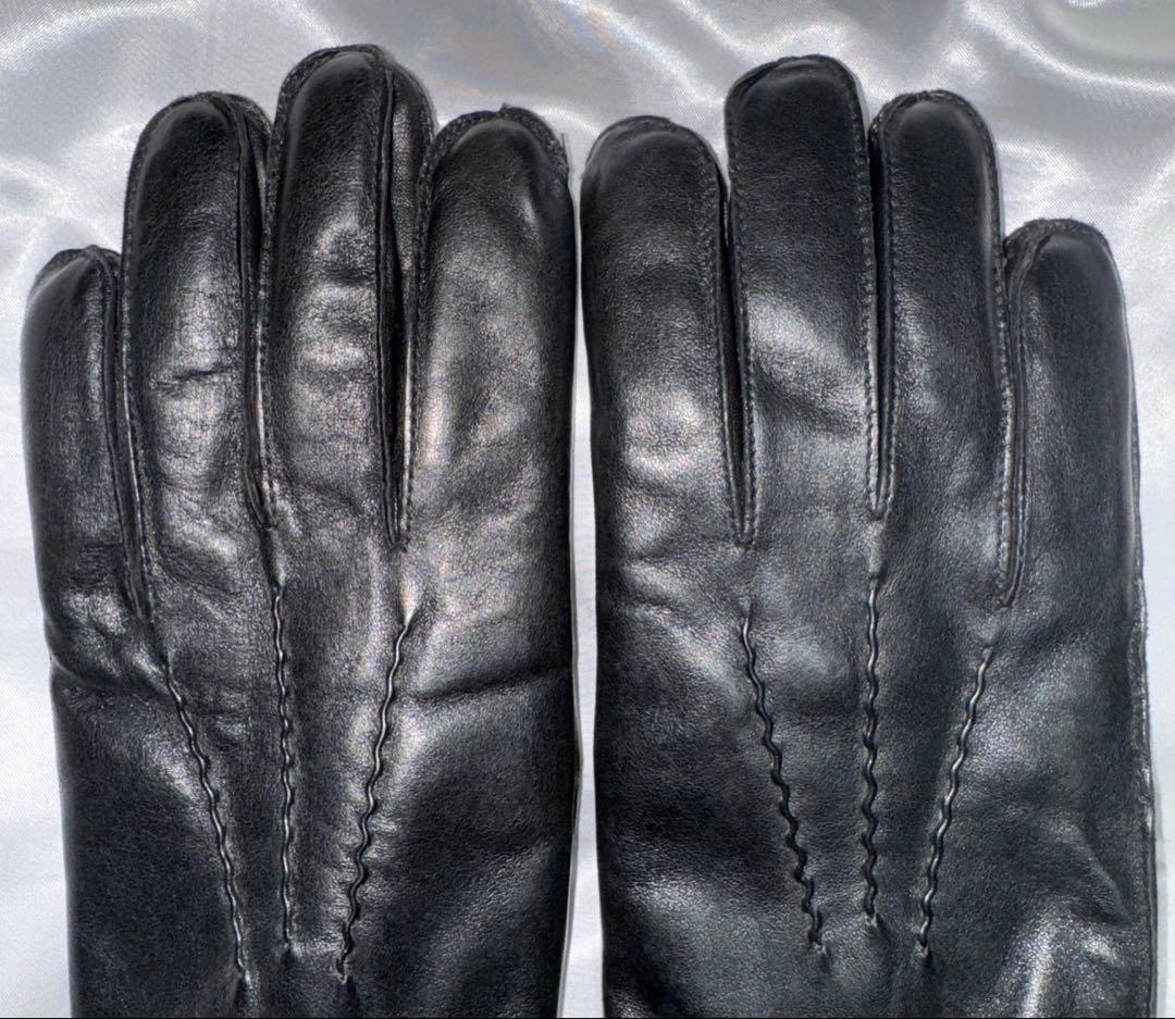 DENTS デンツ　 ラビットファー　レザーグローブ　手袋　ブラック