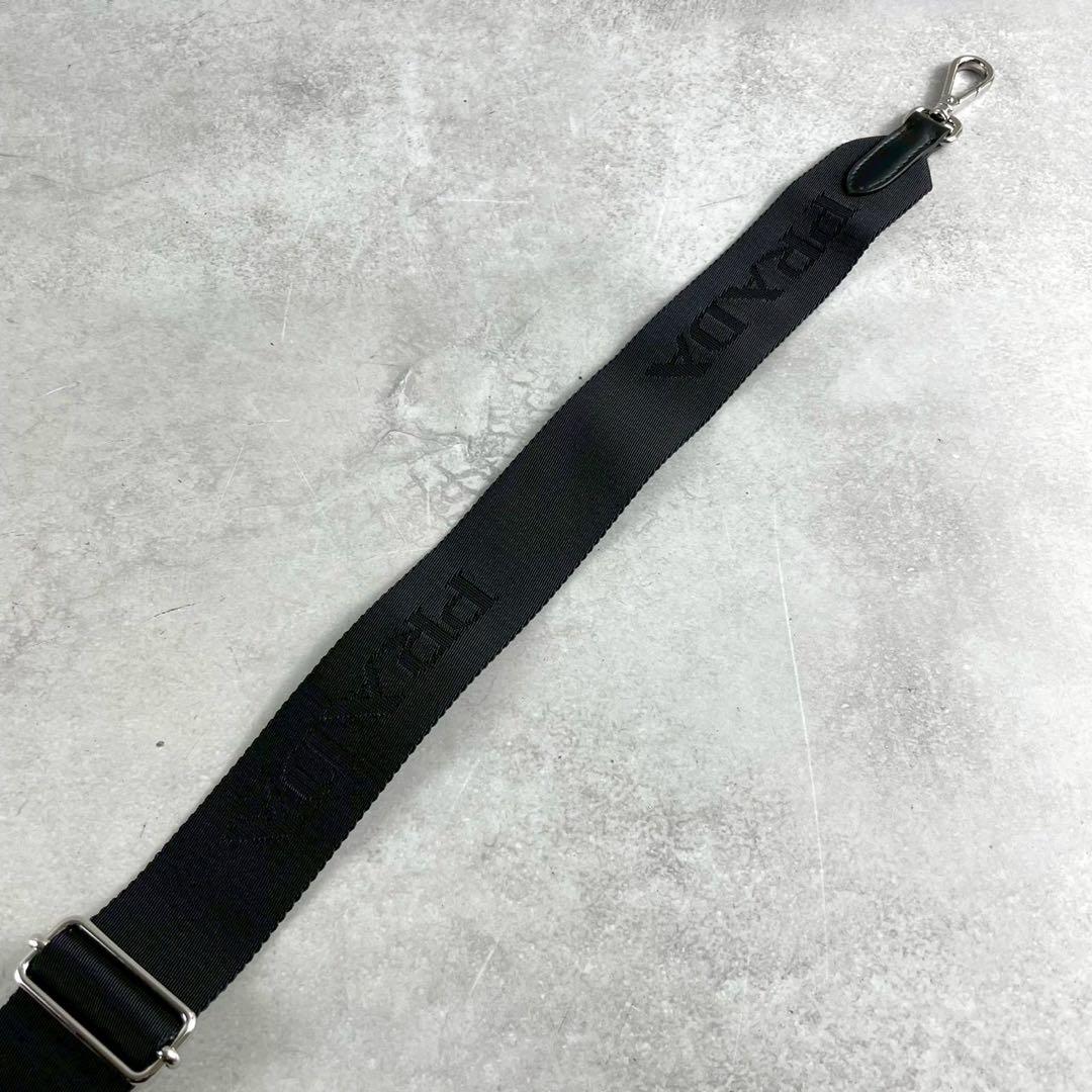【現行未使用級】プラダ ショルダーストラップ ロゴ刺繍 バッグ用 ブラック