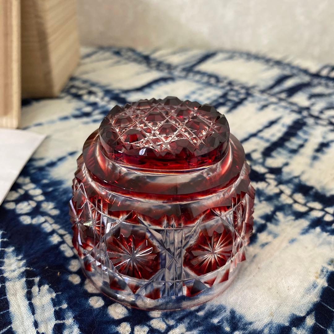 色被ガラス　切子猪口　尚古集成館監修　薩摩ガラス工芸作