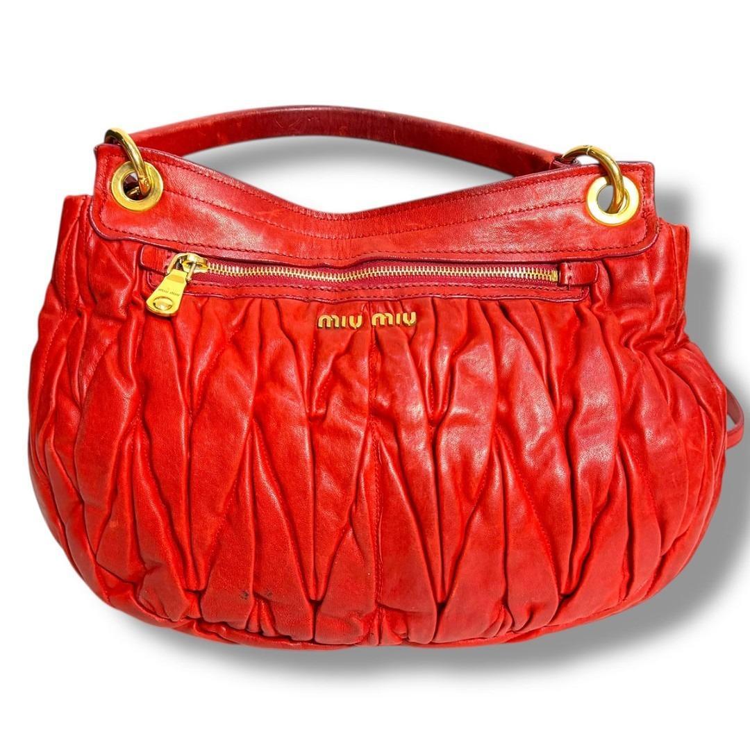 J7288 ミュウミュウ マテラッセ 2WAY ショルダーバッグ レッド Y2K