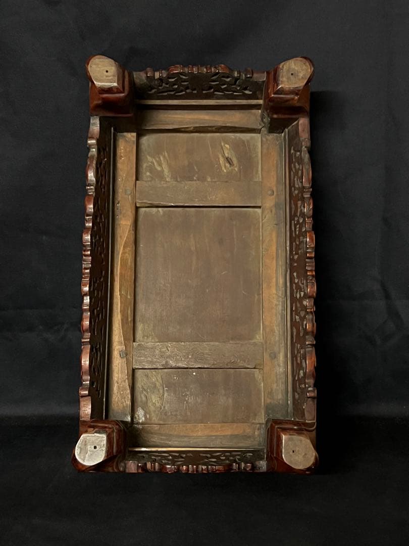 古美術/物置/紫檀台/柘植/天然木；F26