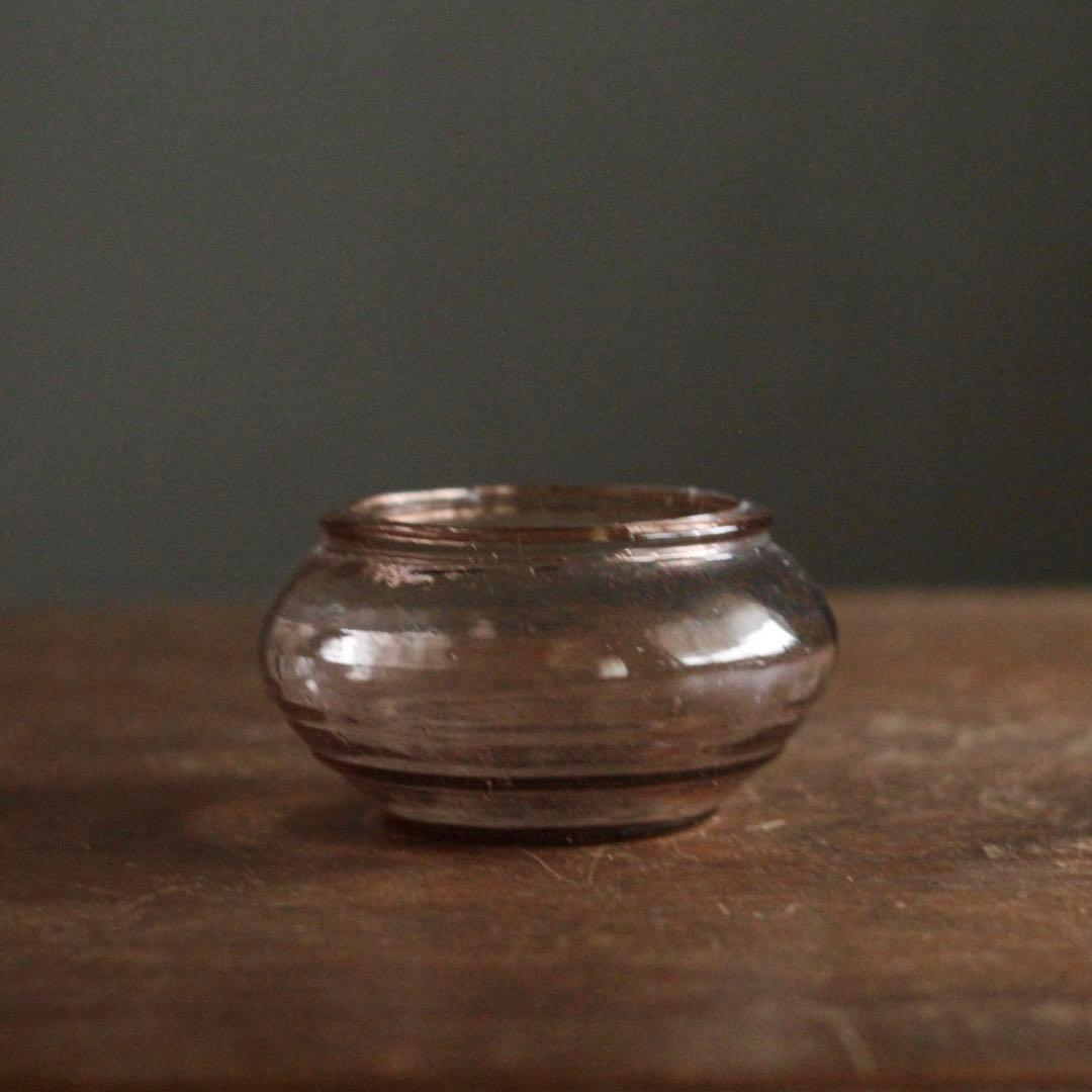 ガラス 塩笥形 小壺 キャンディポット 古道具 アンティーク