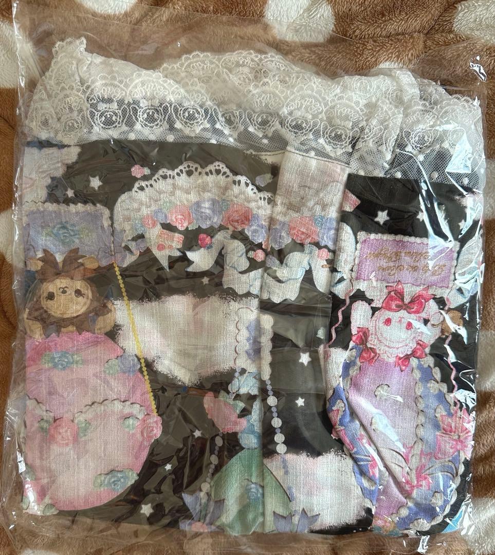 くみゃちゃんのふわふわお空でTea Party柄スカート　黒