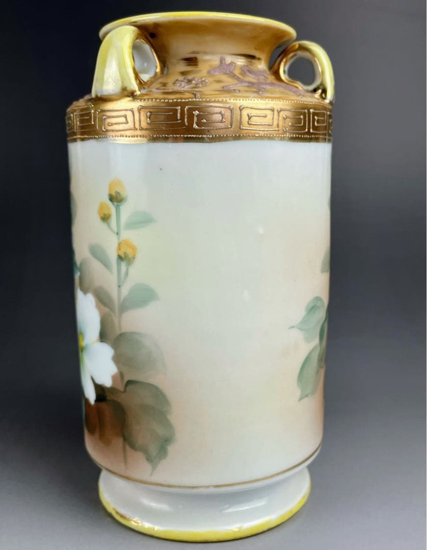 【希少】オールドノリタケ アールヌーボー 薔薇紋花瓶 モールド 金彩 ばら