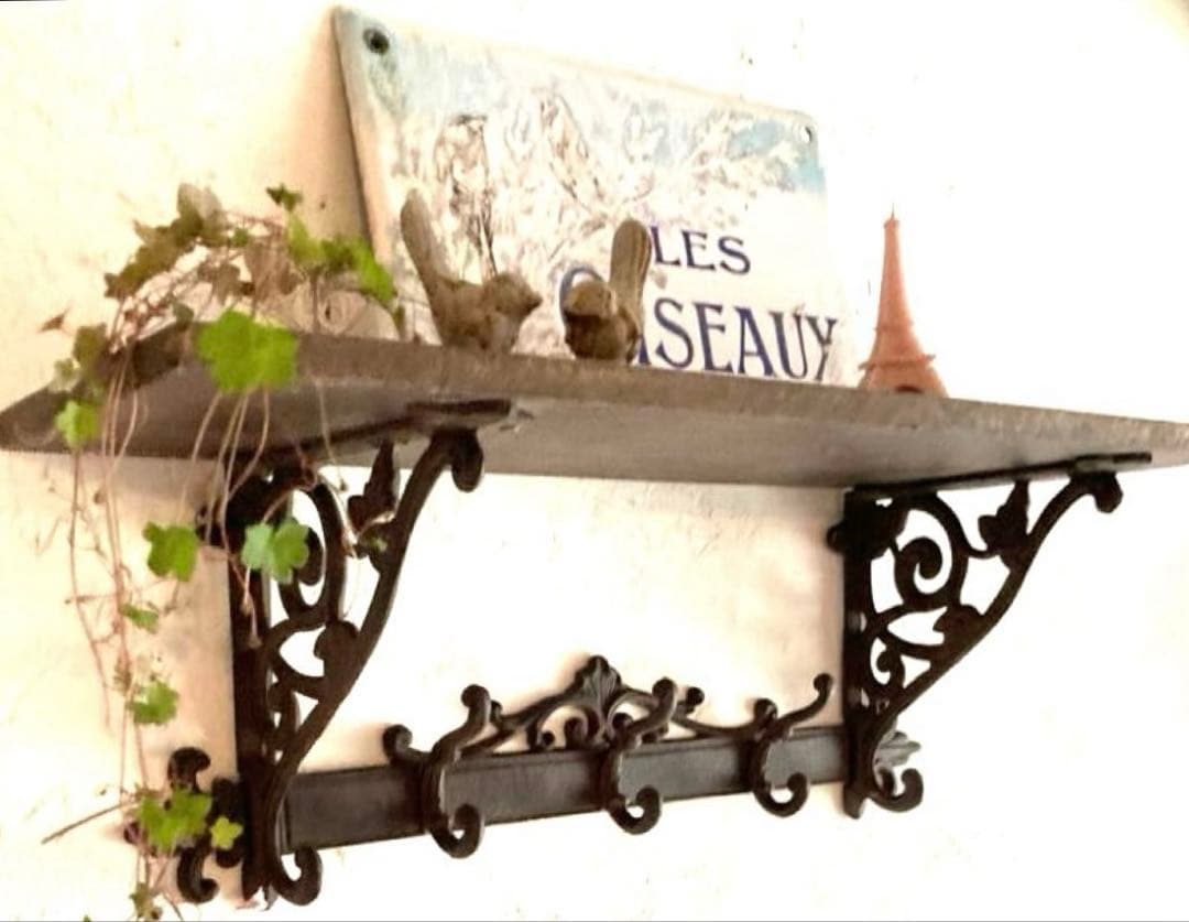 【レア】ヴィンテージ フレンチカントリー　ウォールシェルフ　フック付き