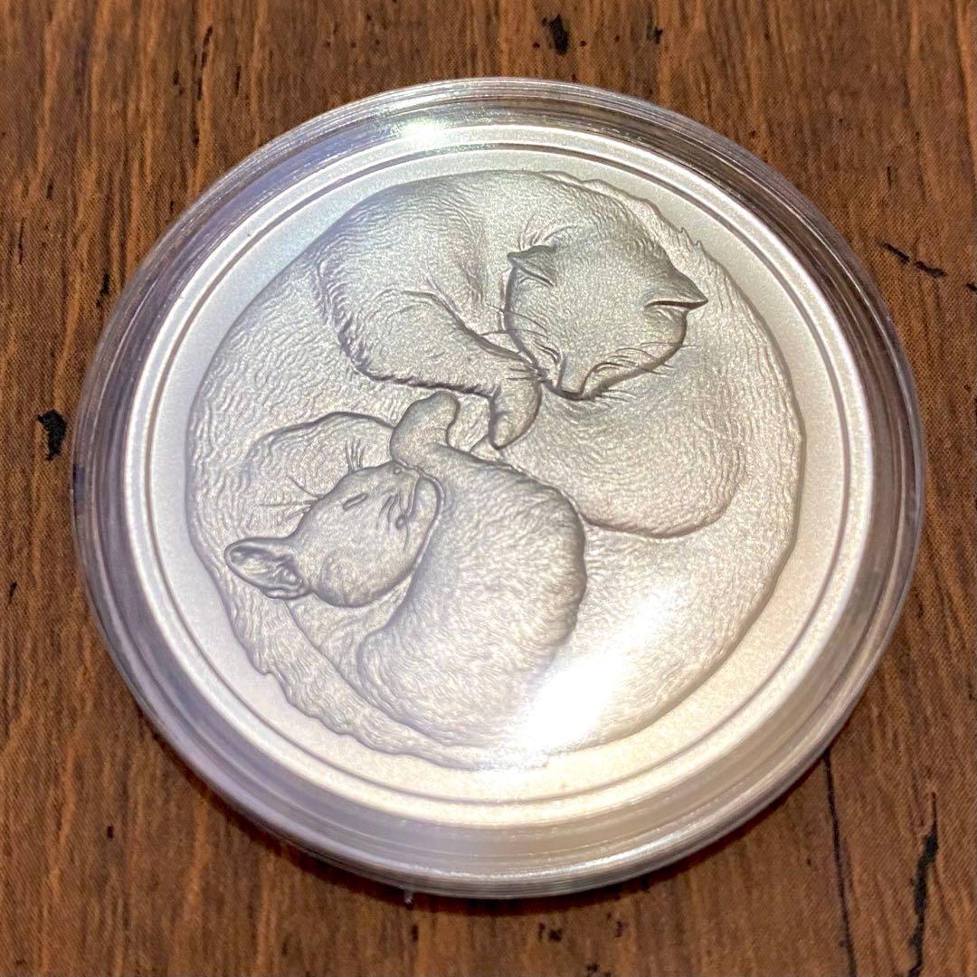 2021 眠り猫 2匹 Sleeping Cat 1oz  純銀 ネコ