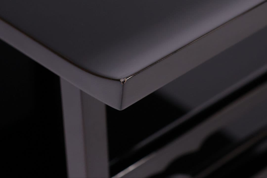 輪島塗 黒塗 二段卓 冠卓 幅52.7×32cm 木製 花台 漆芸【MA938】