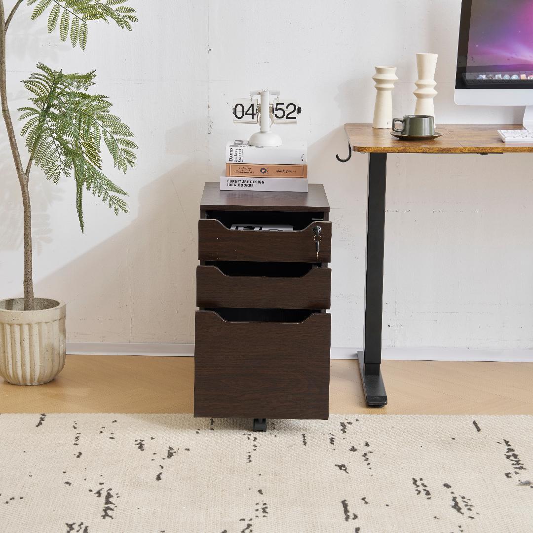 【クルミ】デスクワゴン サイドワゴン　鍵付き キャスター付き 脇机 オフィス