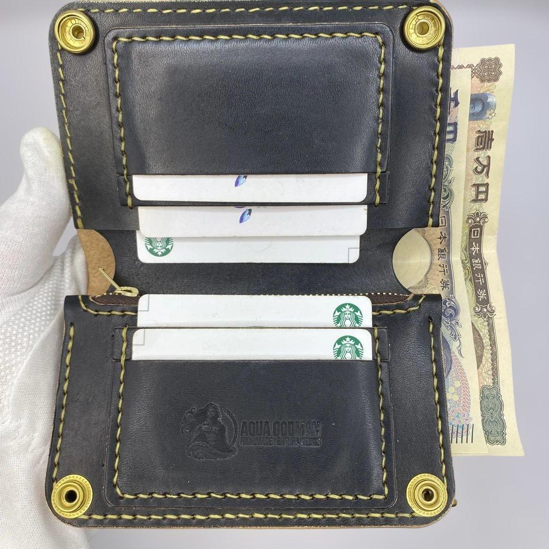 無骨！お札折らずに収納できる無骨な手染めミドルトラッカーウォレット BTW