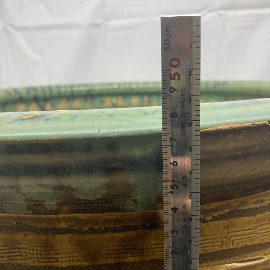 ピータン壺　メダカ鉢　金魚鉢　龍柄　大型焼き物