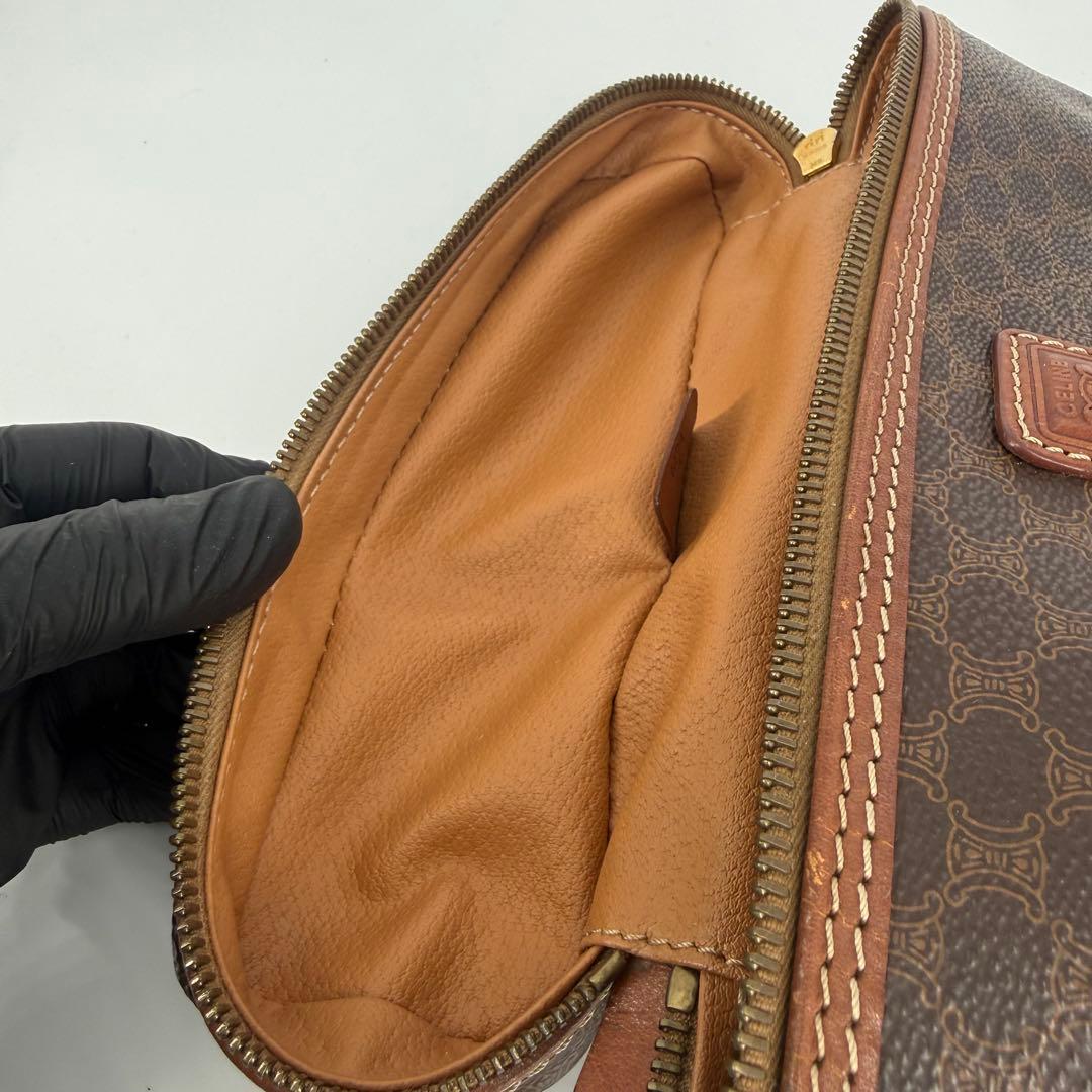 CELINE セリーヌ バニティバッグ マカダム柄 トリオンフ PVC ブラウン