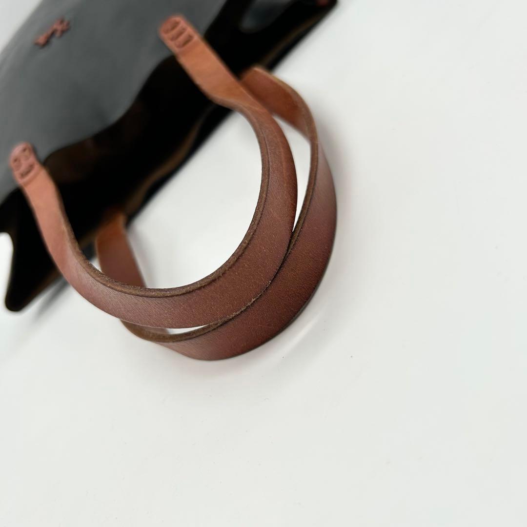 美品 アンリークイール Henry Cuir ハンドバッグ　犬 刺繍 黒