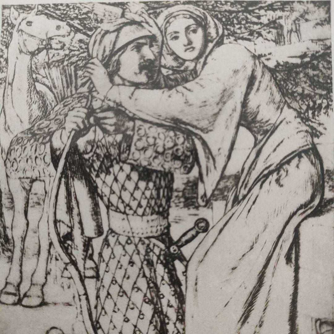 ウィリアム ヘンリー ハント　銅版画『オリアナのバラード(テニスン詩集)』