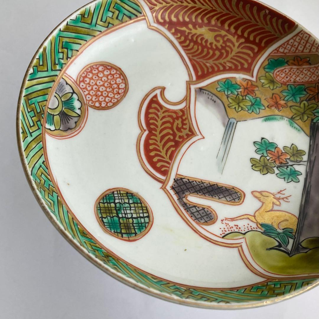 赤絵羊歯鹿皿　器　柿右衛門、九谷青窯や青郊窯、大聖寺伊万里、古伊万里や九谷焼好き