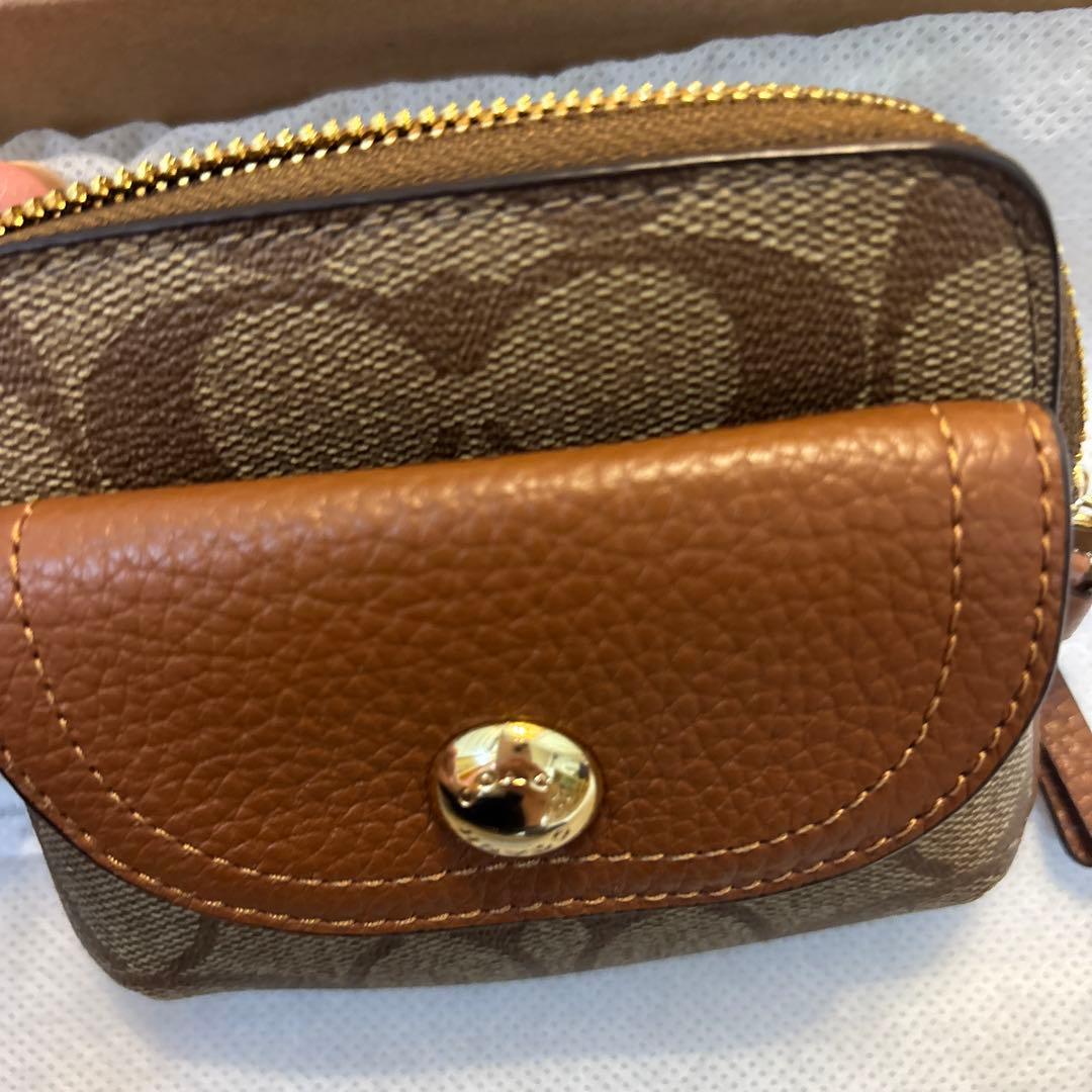 COACH ケース ブラウン　シグネチャー　ペニー