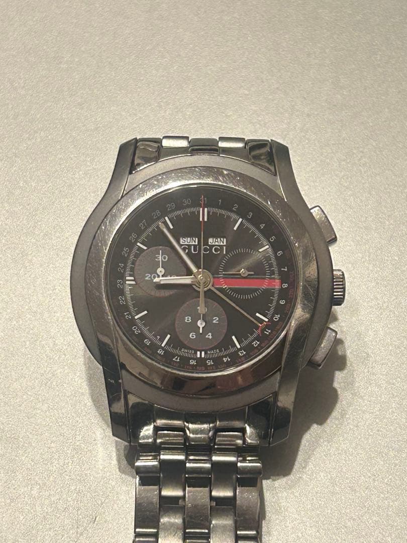 さ*)様 GUCCI 5500 CHRONO クロノグラフ 腕時計 グッチ シル
