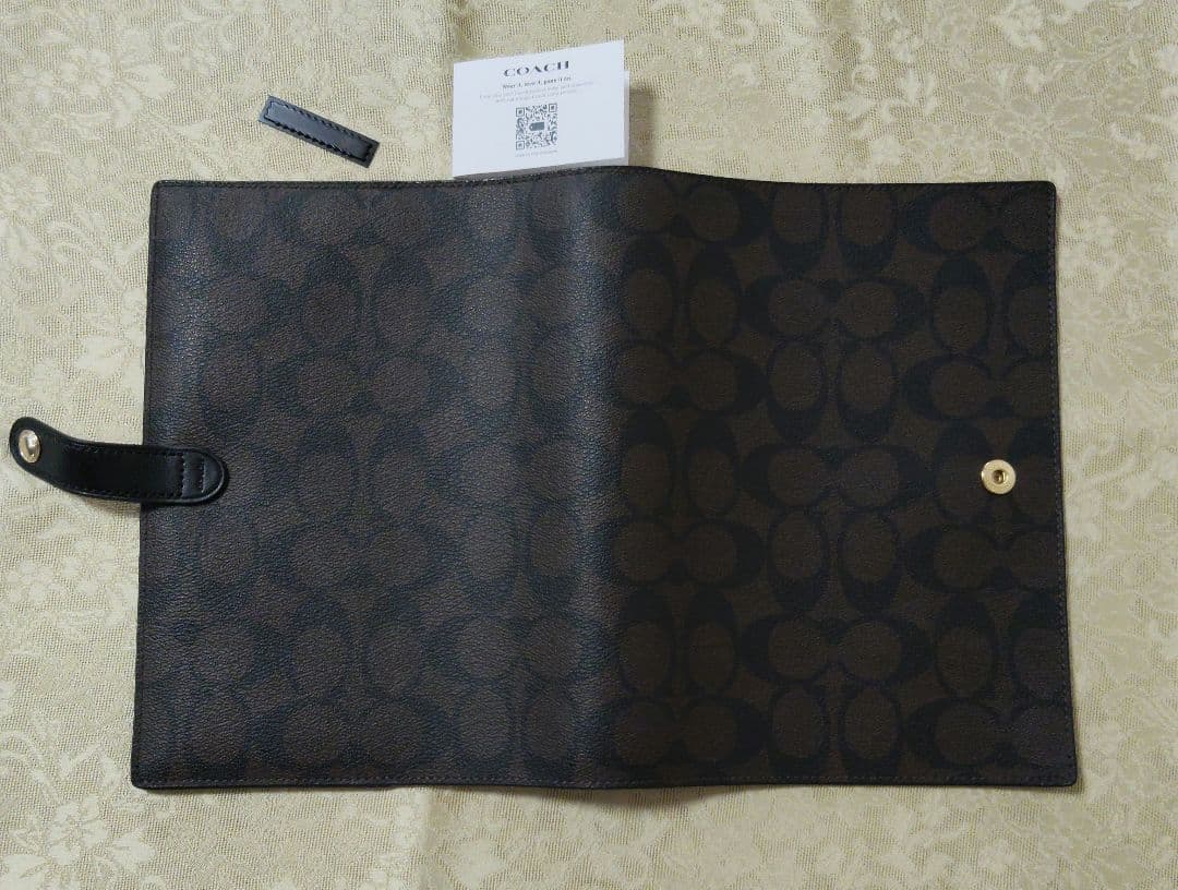 未使用 コーチ ノートカバーセット シグネチャー ダークブラウン/ブラック