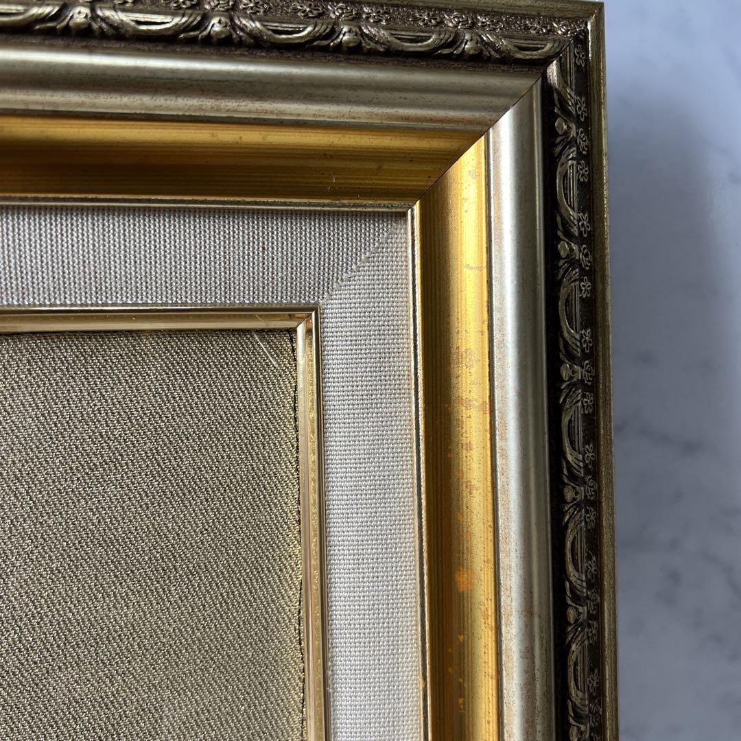 縁起物！ 赤富士 刺繍絵 額縁 F6号 ゴールド アンティー ク 送料無料