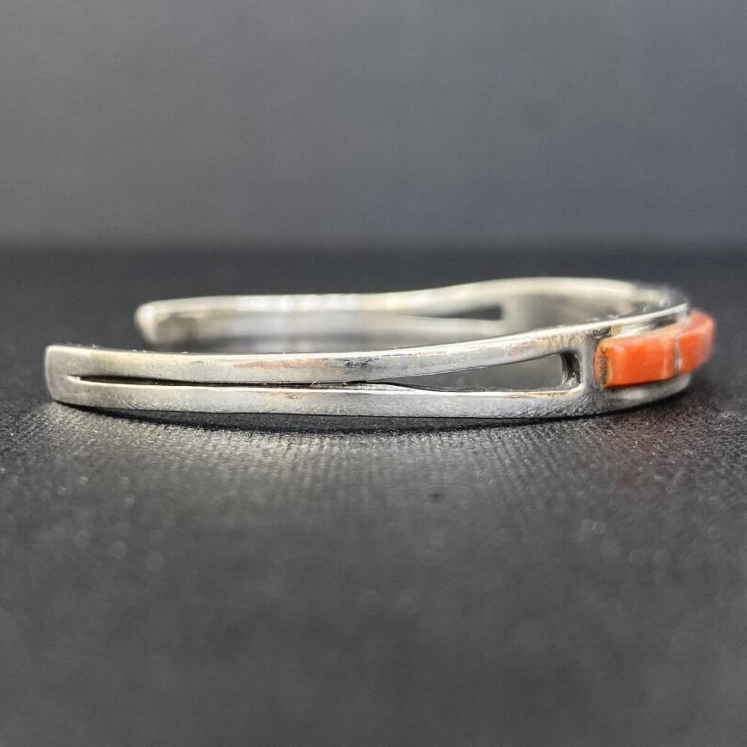 SAAD PREMIUM シルバー 925 コーラル 赤珊瑚 インレイバングル