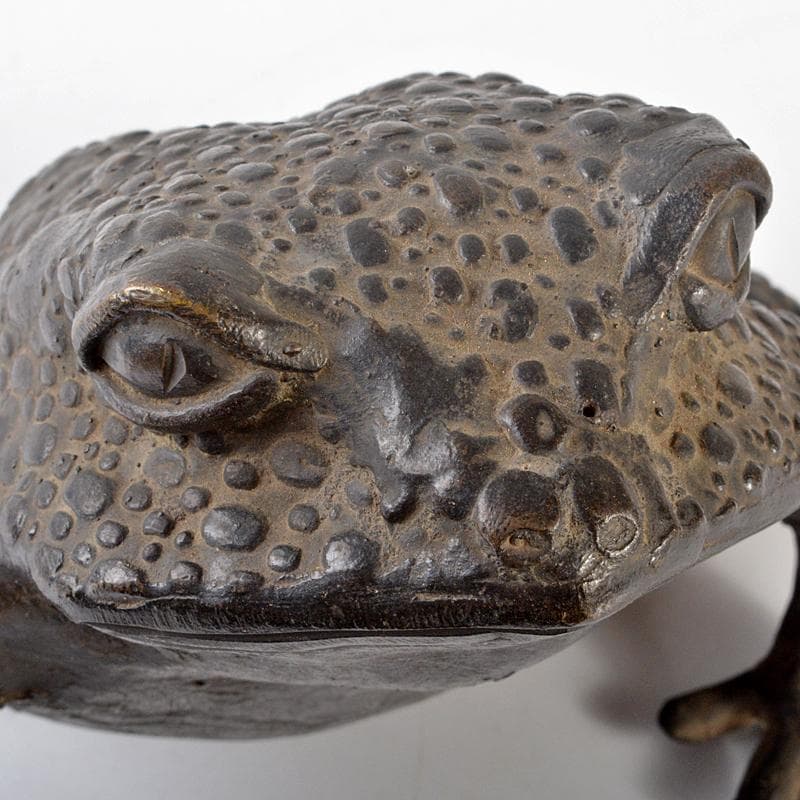 中国　古銅宣徳銅　蛙　置物　約1.9㎏　F　R6555