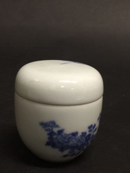 清時代 染付棗  青花茶器 茶道 中国古玩時代もの