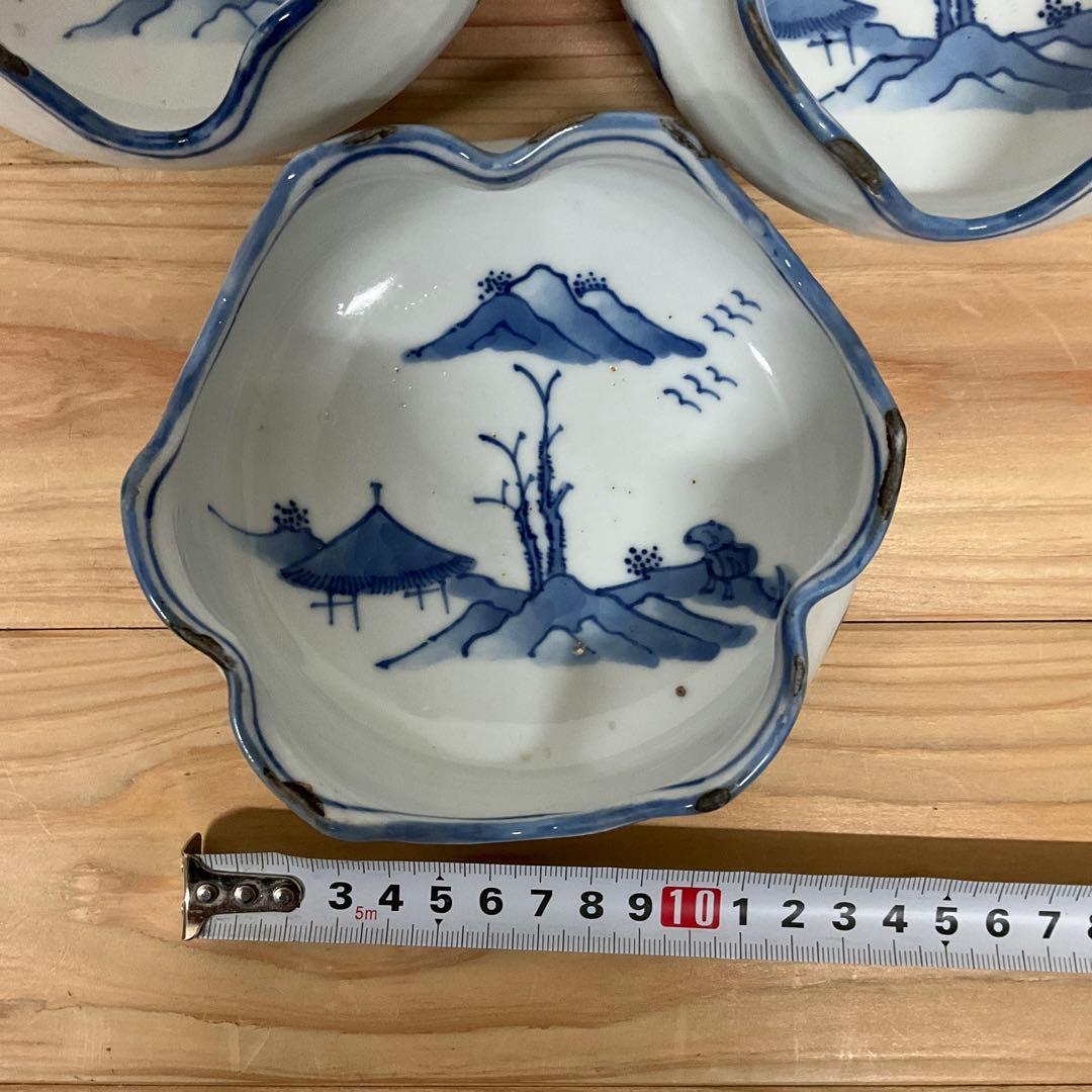 古染付　山水図膾向付　１０客揃え